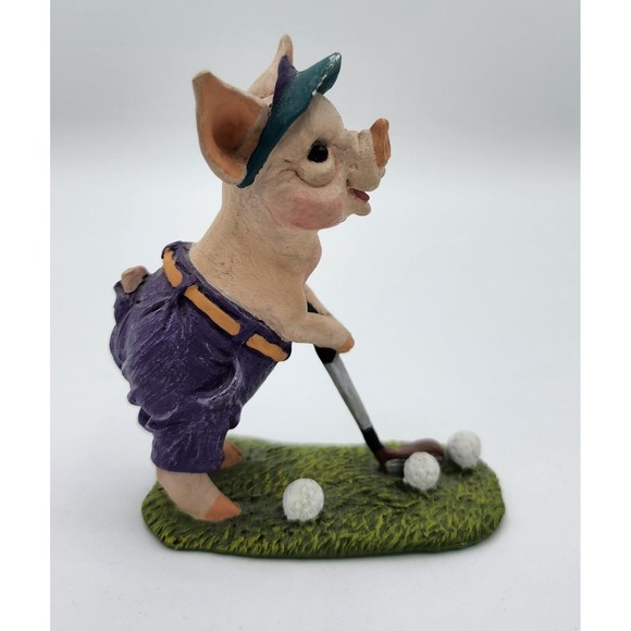 Golfing Pigs Calabar Creations LOT/2 Pig Hollow Pete Apsit figurine Vintage READ - Picture 3 of 16